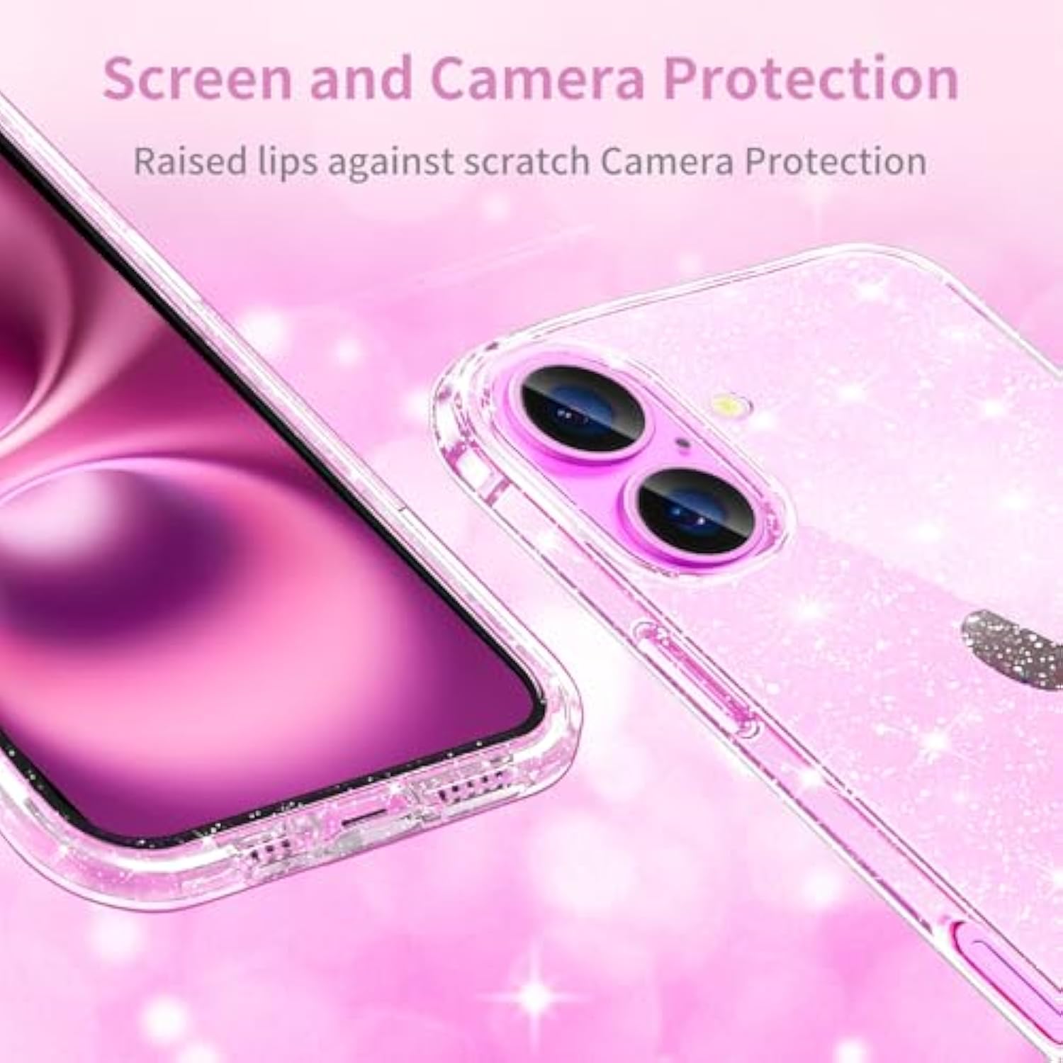 Clear Glitter TPU iPhone 16 Plus Case Sparkly Slim Shockproof Cover