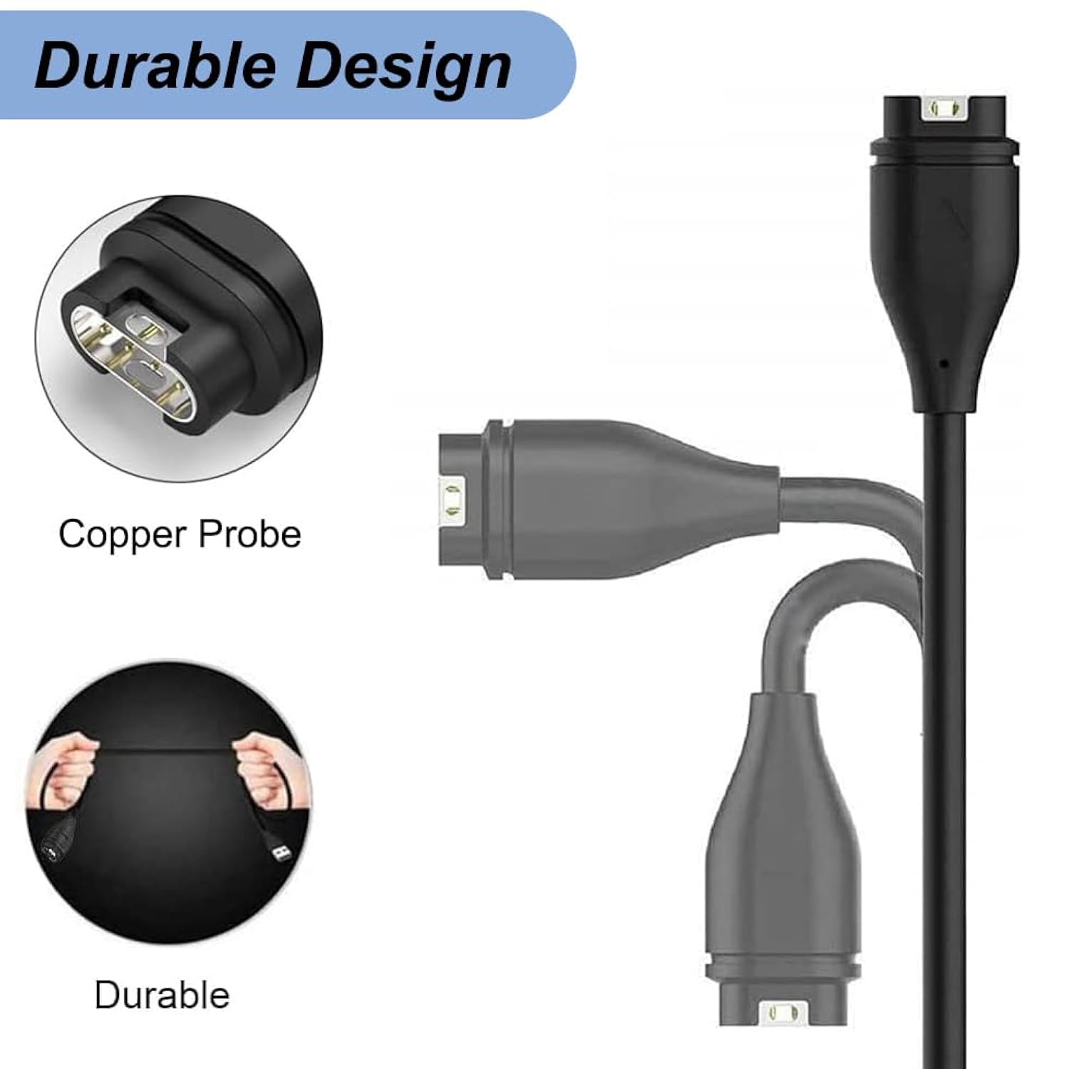 Replacement Charger Cable for Garmin Venu 3/2/SQ Series with Grey Dust Plug