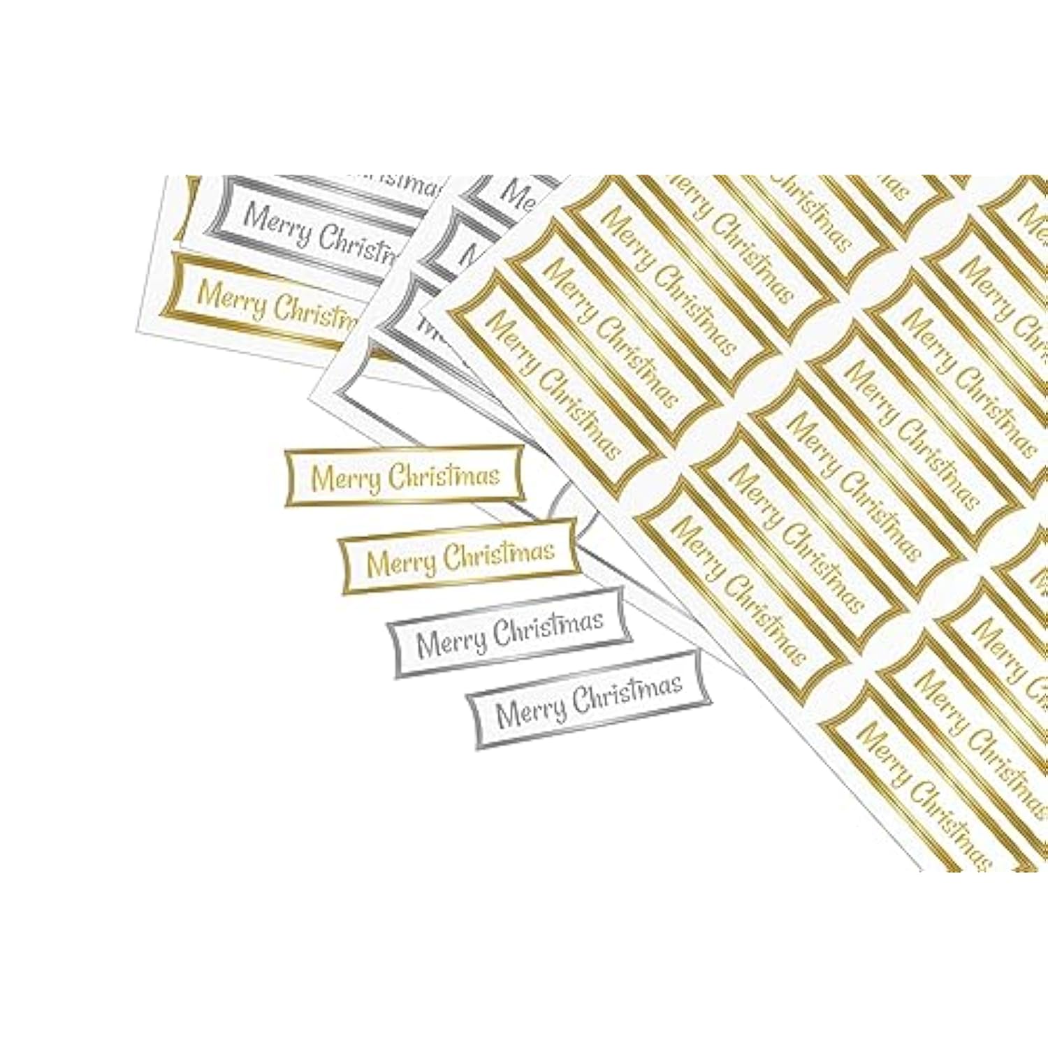 Silver & Gold Foiled Christmas Banners Selection. 8 Sheets Containing 192 Die-Cut & Foiled Christmas Card Banner Sentiments Perfect For Card Making Supplies & Paper Crafting