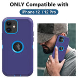 For Iphone 12 Case, Iphone 12 Pro Case, With Built In Screen Protector Heavy Duty Drop Protection Shockproof Dust Proof Protective Phone Cover For Apple Iphone 12/12 Pro Blue