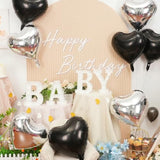 12 Pcs Black Silver Heart Foil Balloons 18 Inch Party Decorations