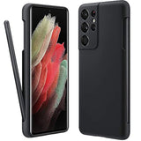 For Galaxy S21 Ultra Case With S Pen Holder, Liquid Silicone Phone Cover With Stylus Slot (S-Pen Not Included) Anti-Fingerprint Military Shockproof Protection For Samsung S21 Ultra 5G - Black