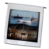 3dRose fl_107070_1 USS Abraham Lincoln, USS Arizona Memorial Day and Night Pearl Harbor Garden Flag, 12 by 18-Inch