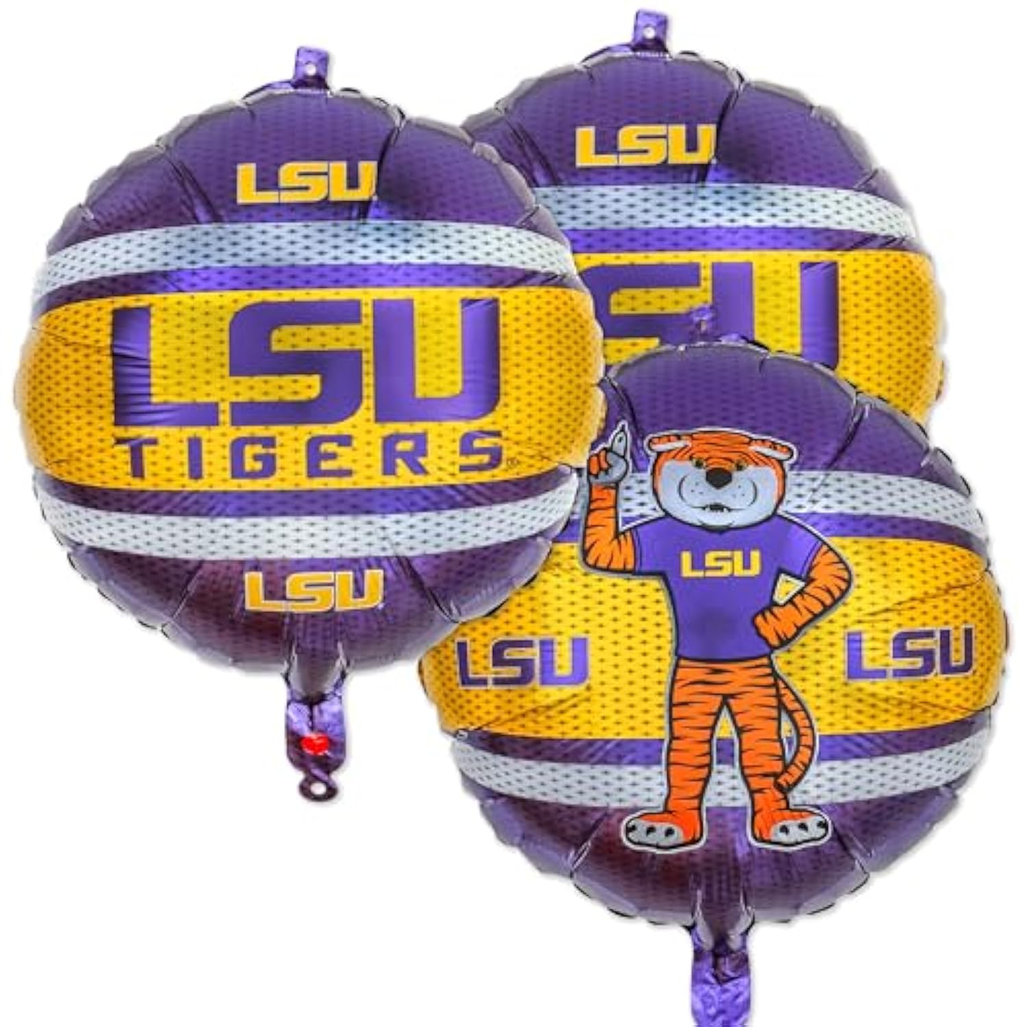 Havercamp Lsu Balloons 3 Pack 18in Foil Mike the Tiger Purple Gold for Lsu Party Supplies and Birthday Decorations (by Havercamp)