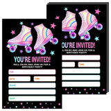 Skating Party Invitations With Envelopes, Roller Skate Birthday Party Invites Cards For Celebration, 20 Invitation Cards For Girls Kids Boys, Party Supplies And Decoration, Black