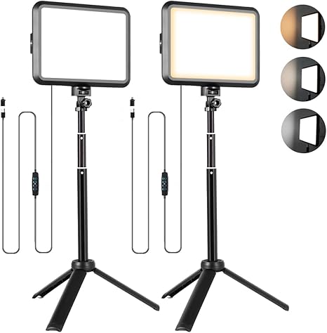 2 Pack 8 Inch LED Photography Lights with 29 Inch Tripod Stands Dimmable Studio Kit