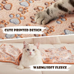 1 Pack 3 Blankets Super Soft Fluffy Premium Fleece Pet Blanket Flannel Throw For Dog Puppy Cat Paw Brown/Pink/White Small(23X16 Inch)