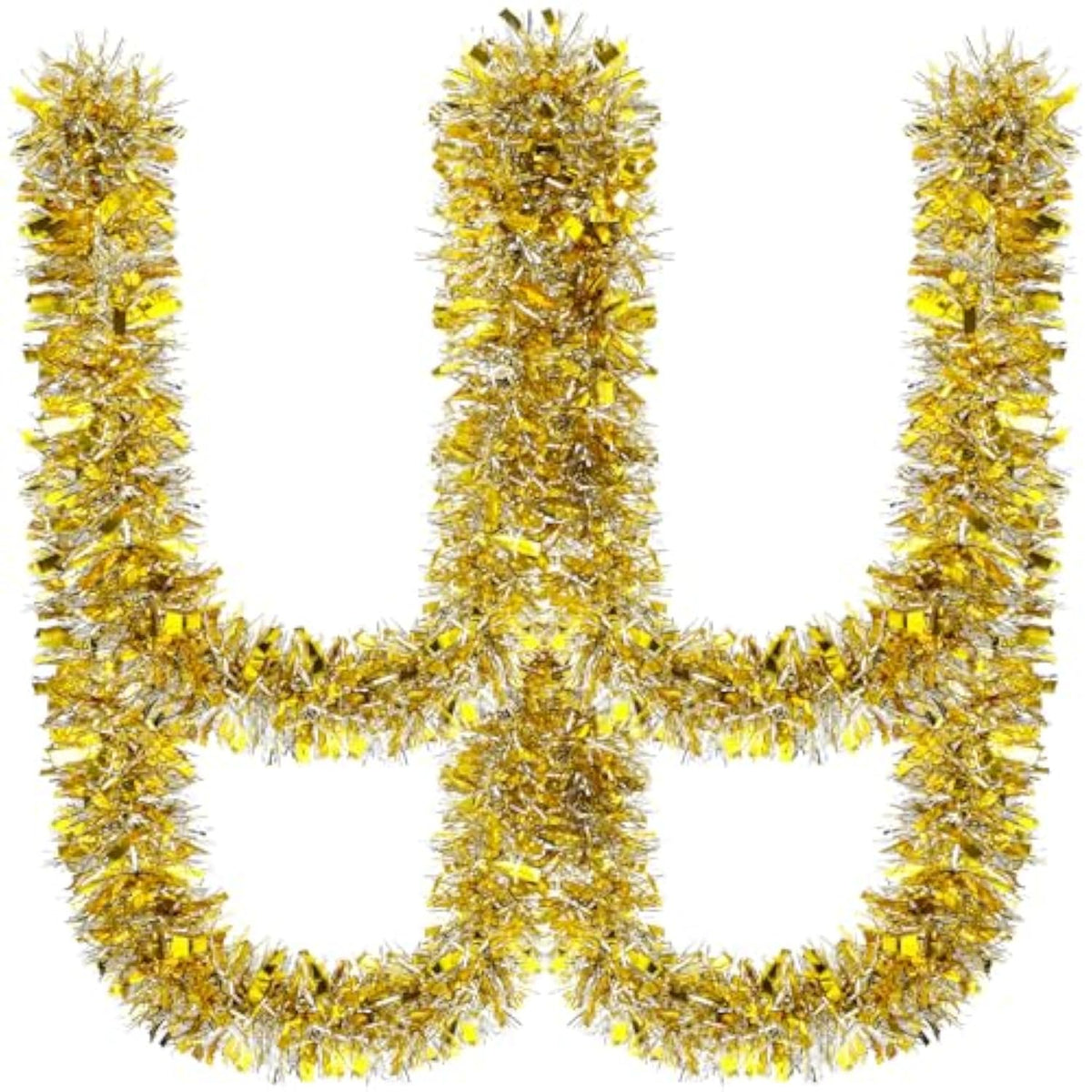 150 Feet Christmas Tinsel Garland Metallic Twist Garland Shiny Hanging String Ornaments For Christmas Tree Party Supplies Indoor And Outdoor Decoration(Silver Gold)