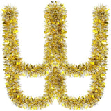 150 Feet Christmas Tinsel Garland Metallic Twist Garland Shiny Hanging String Ornaments For Christmas Tree Party Supplies Indoor And Outdoor Decoration(Silver Gold)