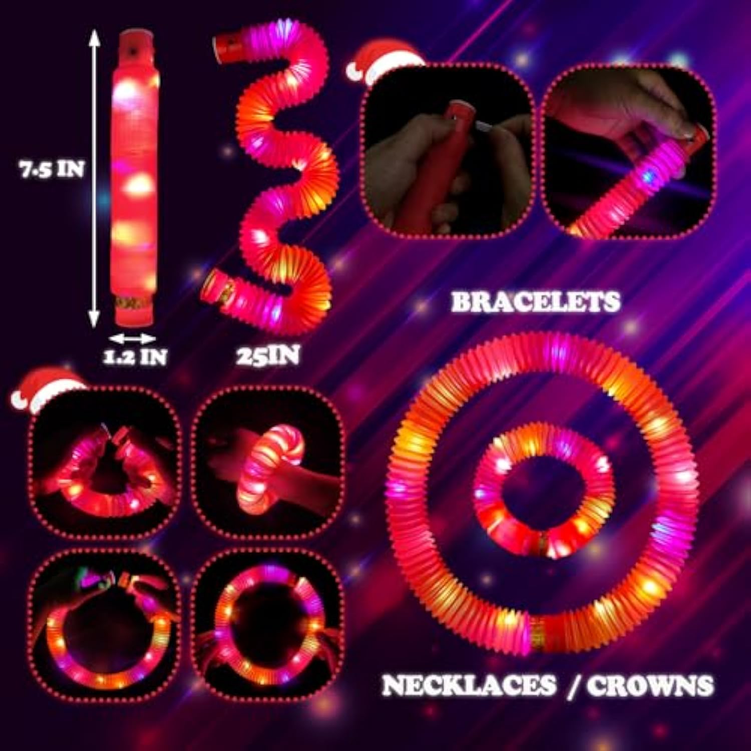 12 Pcs Red Glow Sticks Party Favors For Kids, Led Light Up Necklaces Bracelets Accessories For Toddlers, Glow Birthday Dance Wedding Camping Halloween Party Supplies Decorations For Boys Girls