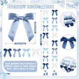 Bows Garland 6.6 Ft Satin Ribbon Bow Party Decor Bow Backdrop Christmas Bowknot Hanging Ornament For Birthday Wedding Bridal Coquette Baby Shower Decorations(Blue,1 Inch)