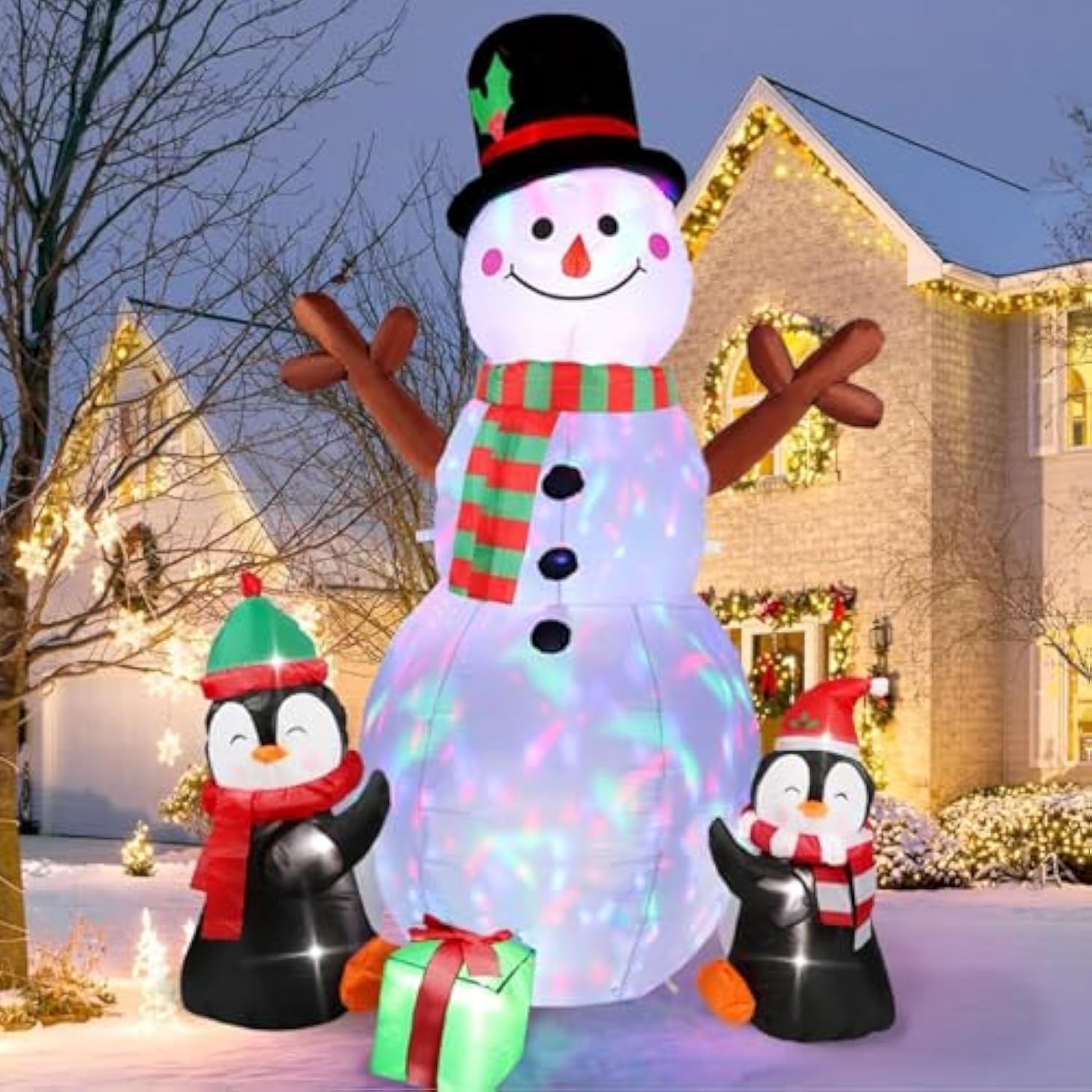 6Ft Christmas Inflatables Outdoor Decorations, Upgrade Cute Inflatable Snowman Penguins Blow Up Yard Decorations With Ro