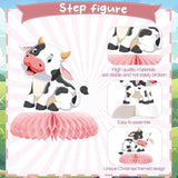 9 Pcs Pink Cow Honeycomb Centerpieces Farm Animals Cow Table Topper Honeycomb Pink Cow Theme Party Honeycomb 3D Cow Print Table Decoration For Girl Party Baby Shower Western Cowboy Party Supplies