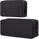 Canvas Waterproof Universal Electronic Accessories Organizer For Power Bank,Charging Cords,Chargers,Mouse,Usb Cable,Earphones And More Out-Going, Business Travel Gadget Bag,Black(Small+Big)