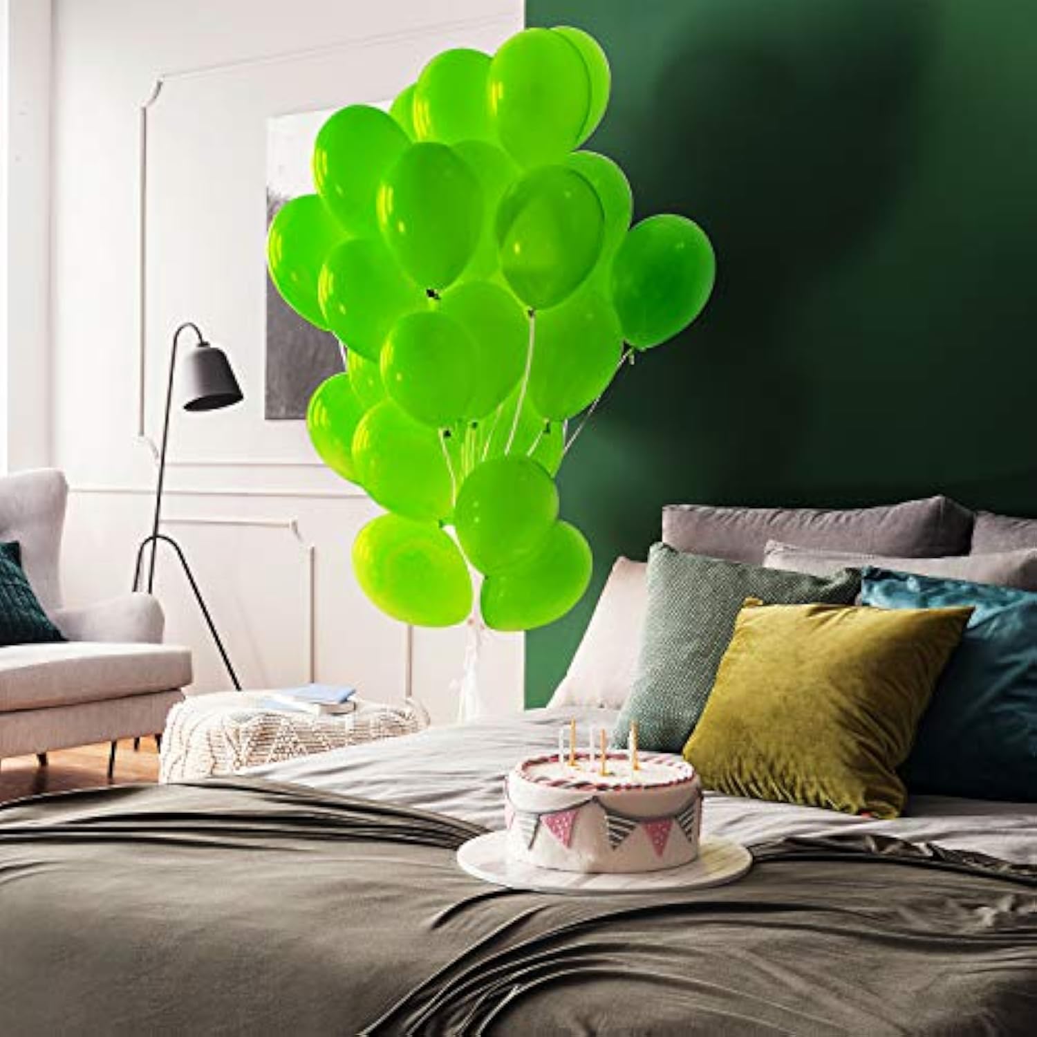 48 Pieces Neon Green Balloons Green Lime Latex Balloons For St Patrick'S Day Baby Shower Gender Reveal Birthday Wedding Graduation Jungle Safari Party Decorations