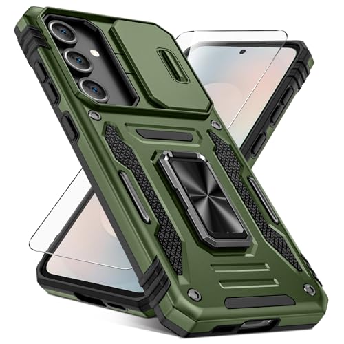 for  Galaxy S25 FE Case [HD Screen Protector] [Full Camera Lens Cover] [360°Rotated Kickstand Ring] [Heavy Duty Protection] Hard Rugged