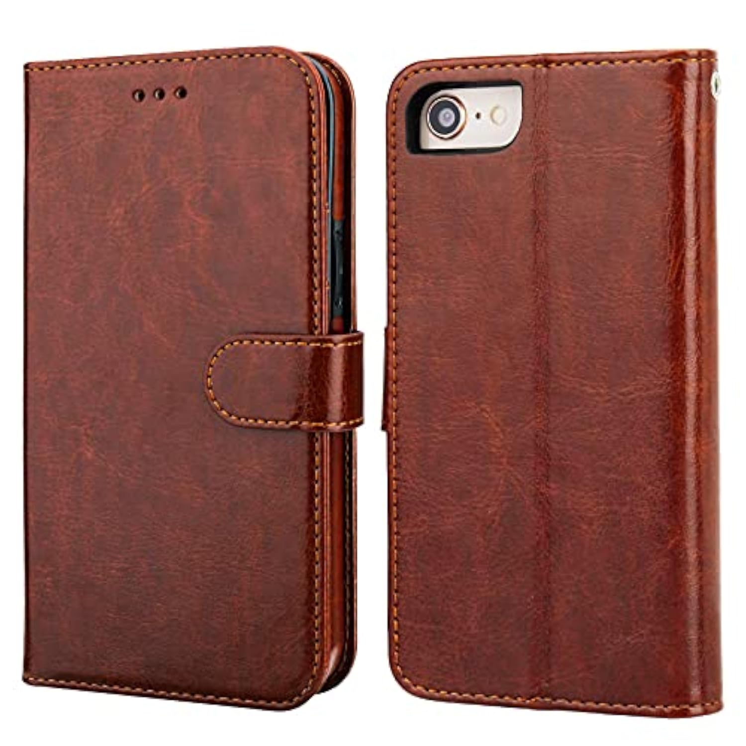 For Iphone Se (2022)/Se (2020)/8/7 Wallet Case With Card Holder Pu Leather Magnetic Detachable Kickstand Shockproof Wrist Strap Removable Flip Cover For Iphone 7/8/Se2/Se3 4.7 Inch (Brown)