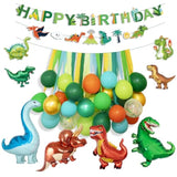 Dinosaur Birthday Party Decorations Supplies Happy Birthday Banner Crepe Paper Green Orange Blue Gold Dino Foil Balloons Garland Arch Kit For Jungle Safari Dinosaur Themed Baby Shower Party Boys Kids