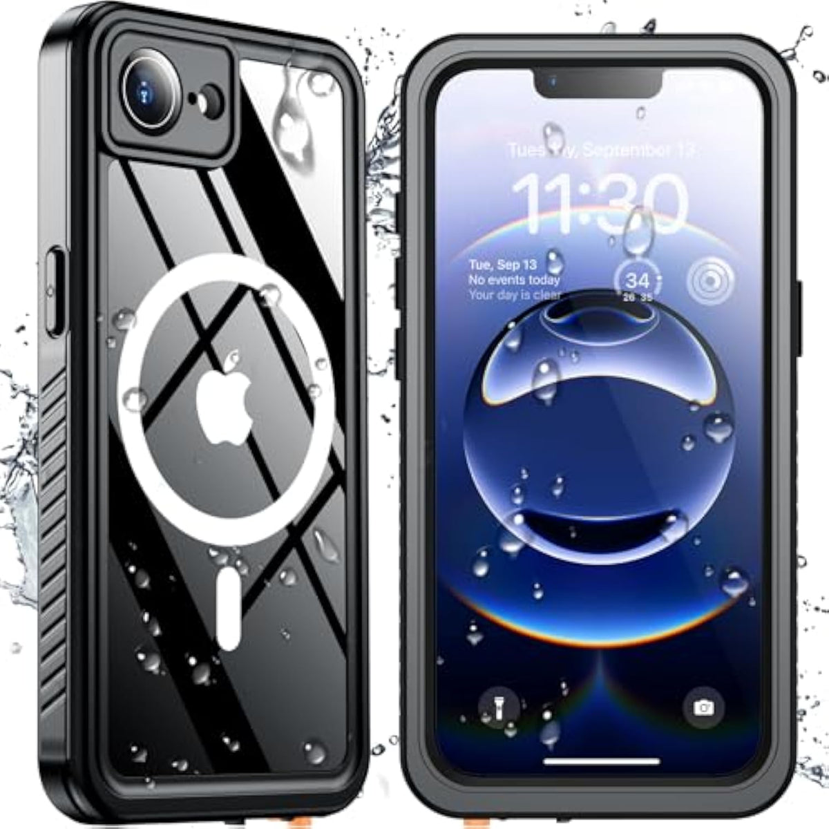 Magnetic For Iphone 16E Case Waterproof,Built-In Screen & Camera Lens Protector[Ip68 Underwater] [Military Grade Shockproof] Full Body Protection Phone Case, Black