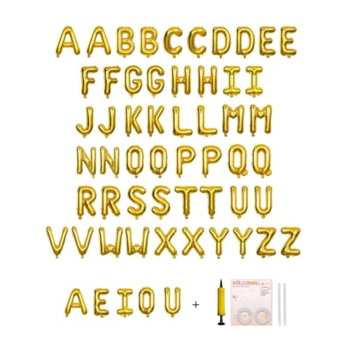 58 Pc Gold Letter Balloons: Mylar A-Z & Vowels for Custom Party Banners