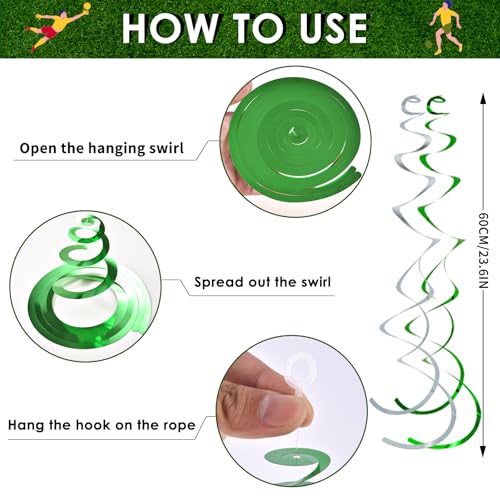 14pcs Soccer Hanging Swirls for Party Decorations, World Soccer Ceiling Hanging Swirl Banner for Soccer Birthday Party Home Sports Club Bar Decorations