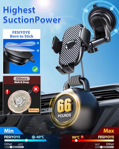 Car Phone Holder[Military-Grade 360°Suction Cup]Phone Holders For Your Car Universal Accessories Air Vent Dashboard Windshield Phone Mount Automotive Cradles Fit For Iphone Android Smartphone