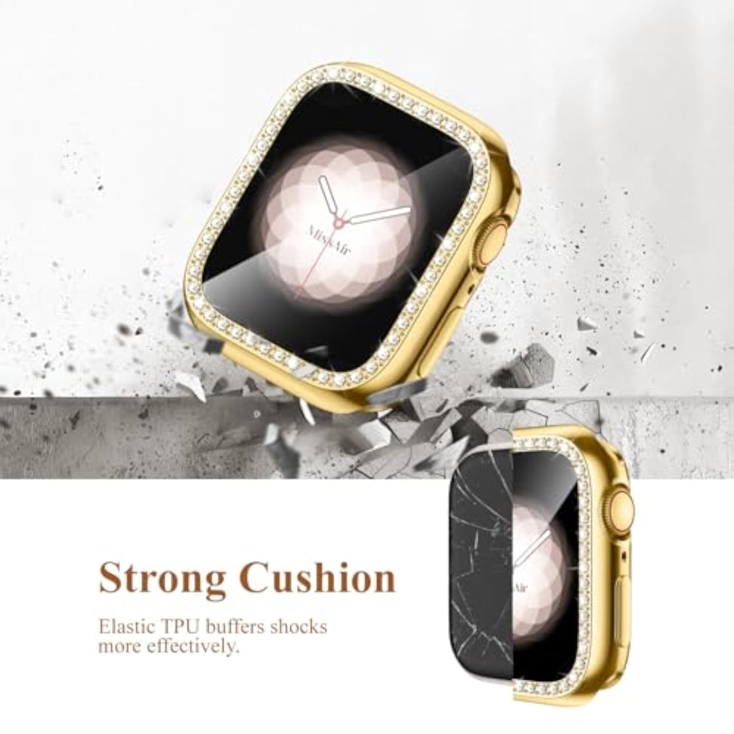Soft TPU Bling Case Compatible for 40mm Apple Watch Series 6/5/4/SE/SE 2/SE 3 with Screen Protector and Glitter Crystal Diamond Lightweight Cover