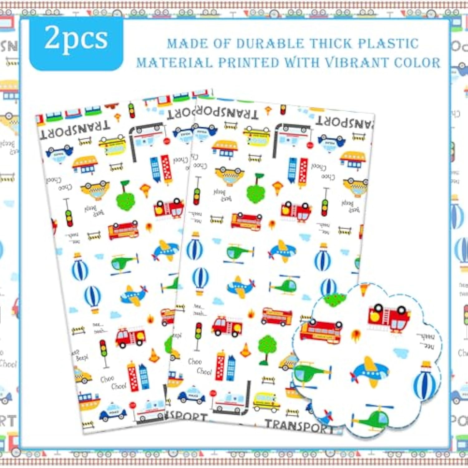 Transportation Tablecloth Transportations Birthday Party Supplies 2Pcs Train Bus Table Covers Transportation Party Table Decor For Vehicle Car Theme Baby Shower Decorations