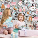 20 Pcs Gingerbread Man Theme Party Hanging Swirls Ceiling,Pink Cute Christmas Party Hanging Swirls Foil Ceiling Decor For Birthday Baby Shower Xmas Party Decor