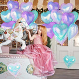 12 Pcs 18" Iridescent Crystal Heart Balloons for Parties