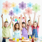 Pastel Paper Flowers Decorations For Wall, Hanging Paper Fans Paper Floral Backdrop Decor Paper Fans Decoration Mothers Day Birthday Wedding Baby Shower, Set Of 9