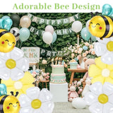 8Pcs Bee Balloons And Daisy Flower Balloons, Bee Decorations Yellow And Black Foil For Baby Shower Daisy Flower Themed Birthday Garden Insect Spring Animal Party Decorations Supplies