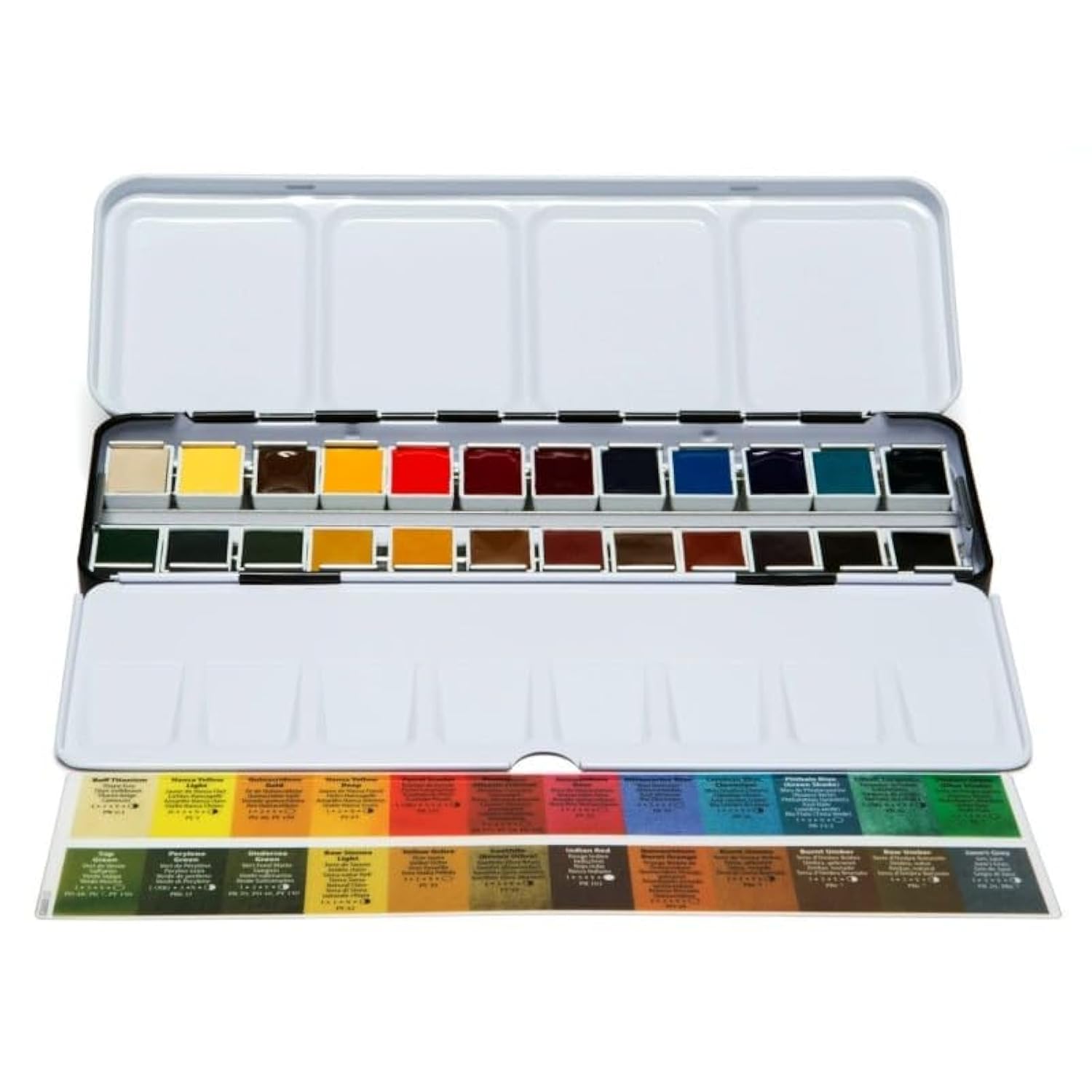 Daniel Smith Color Hand Poured Pan Set with BONUS Metal Box and Empty Half Pans, 24 Units (Pack of 1)