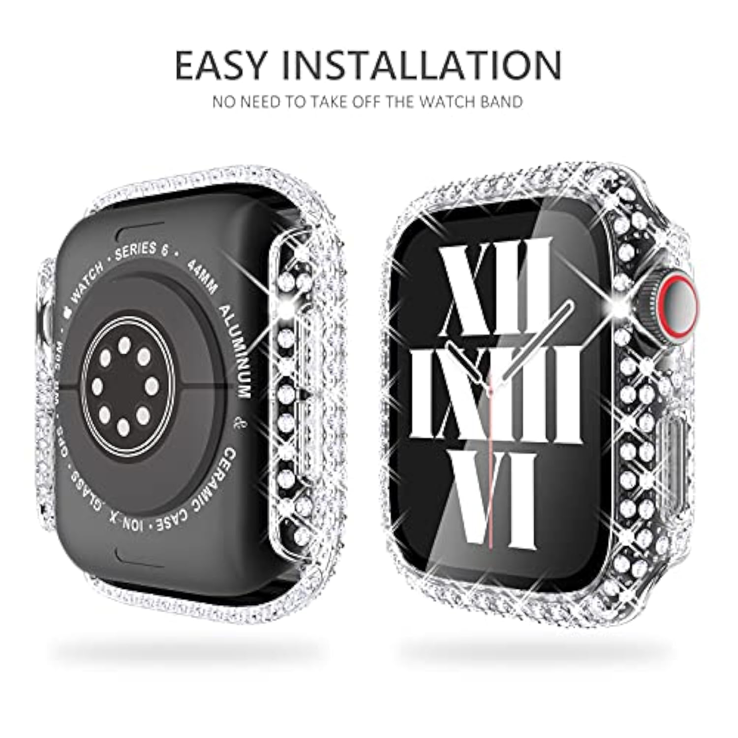 3-Pack Compatible With Bling Watch Series 6 40Mm Cases Crystal Diamond Bumper Cover With Screen Protector For Iwatch Se2/Se Series 6 5 4 Men Women, (40Mm, Rosegold/Rainbow/Clear)