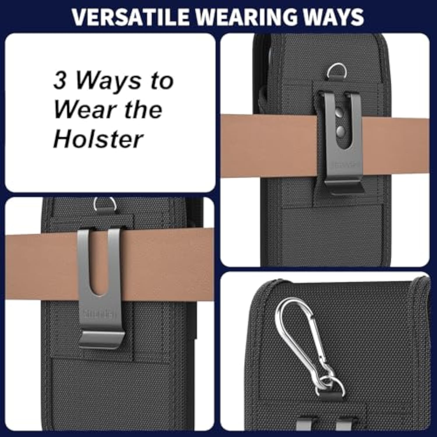 Heavy Duty Holster For Iphone 17 Pro Max, 16 Pro Max, 16 Plus, 15 Pro Max, 15 Plus, 14 Pro Max, 14 Plus, 13 Pro Max - Military Grade Nylon Pouch (Fits Otterbox Defender/Battery Case Only)