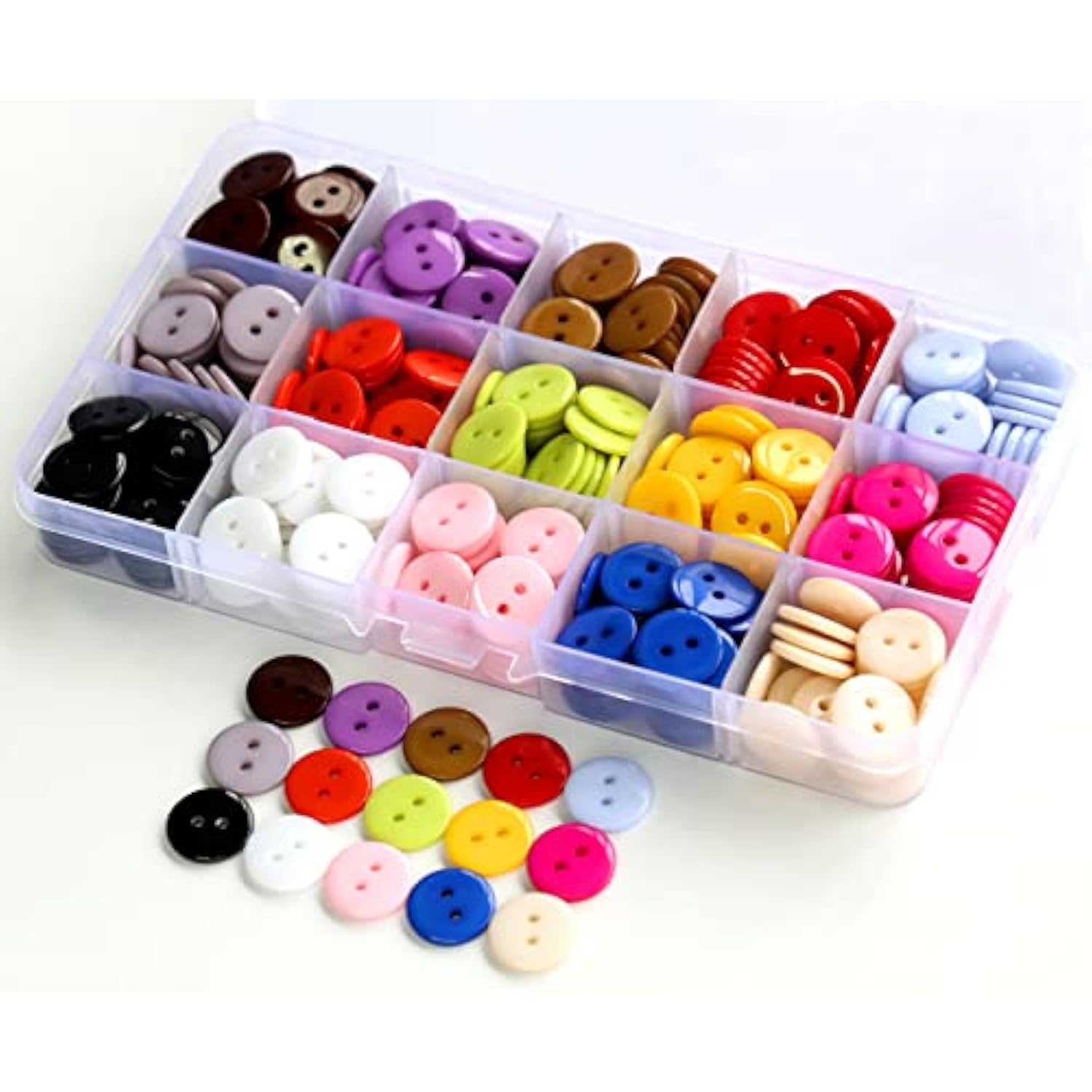 345Pcs 5/8 Inch(15Mm) Multi Colors Buttons 2 Holes Resin Button Assort