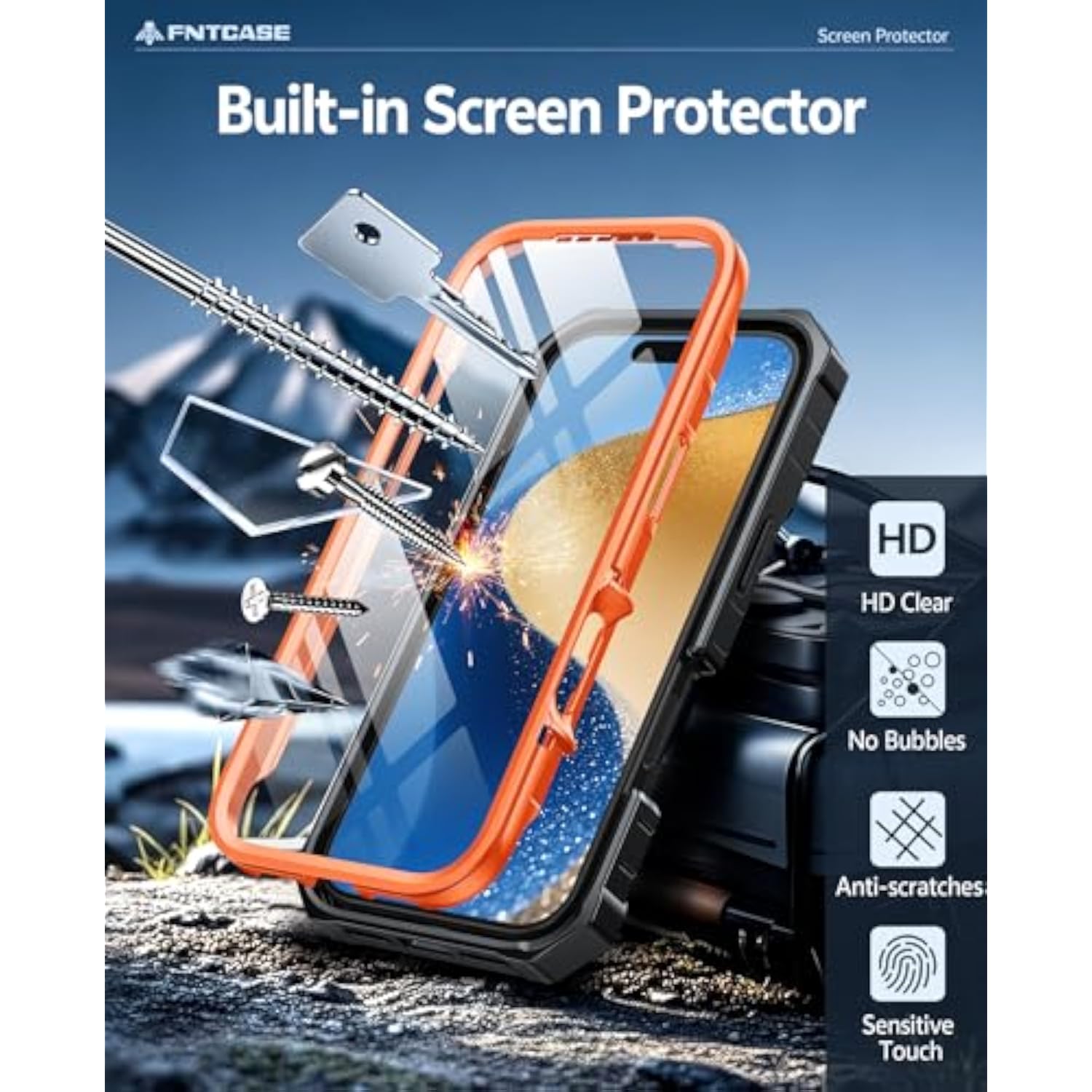 iPhone 17 Pro Premium Case with Built-in Screen Protector and Kickstand