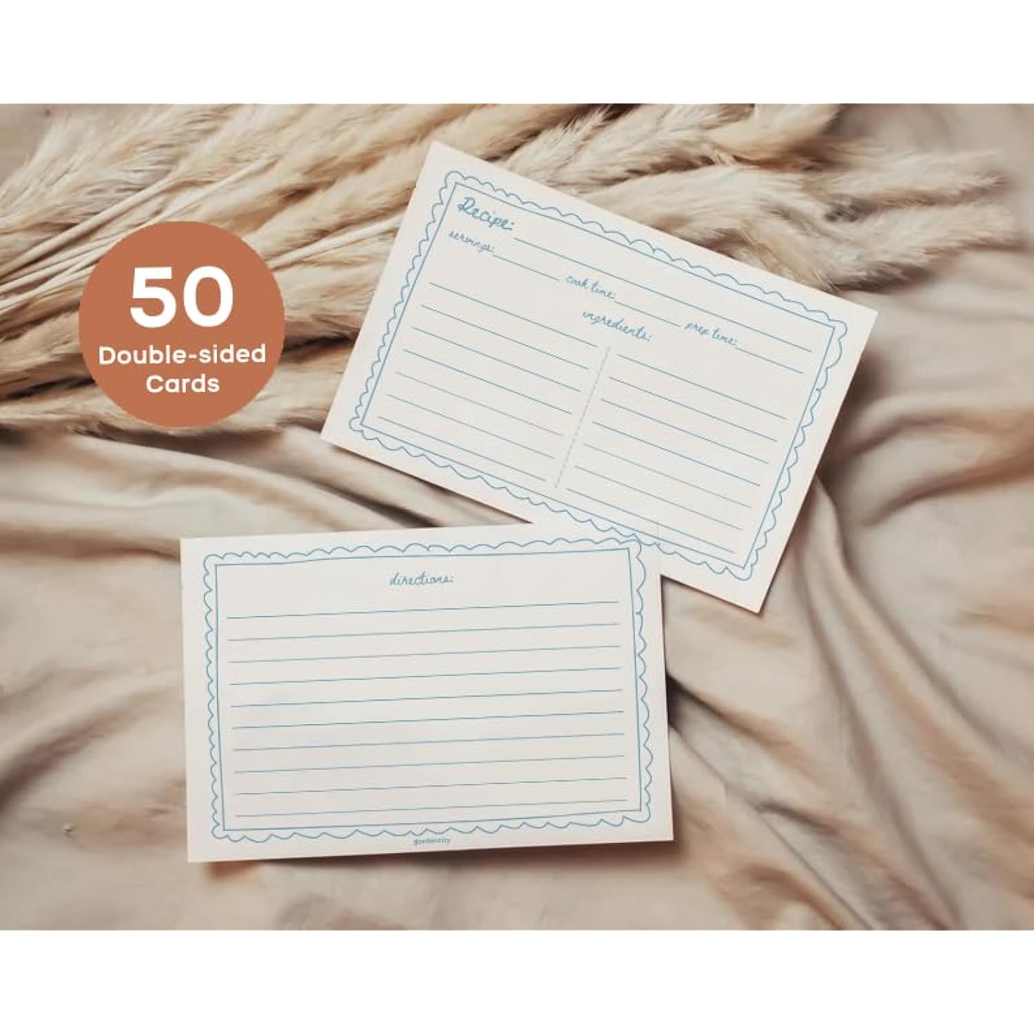Recipe Cards, 4X6 Recipe Cards For Bridal Shower And Weddings, Double-Sided, 50 Pack, Scribble Design