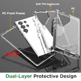 For Samsung Galaxy S24 Ultra Case Clear,Heavy Duty Durable 3-Layer [Not Yellowing][Military Grade Drop Protection] Shockproof/Dropproof Protective Cover For Samsung Galaxy S24 Ultra 6.8" 5G