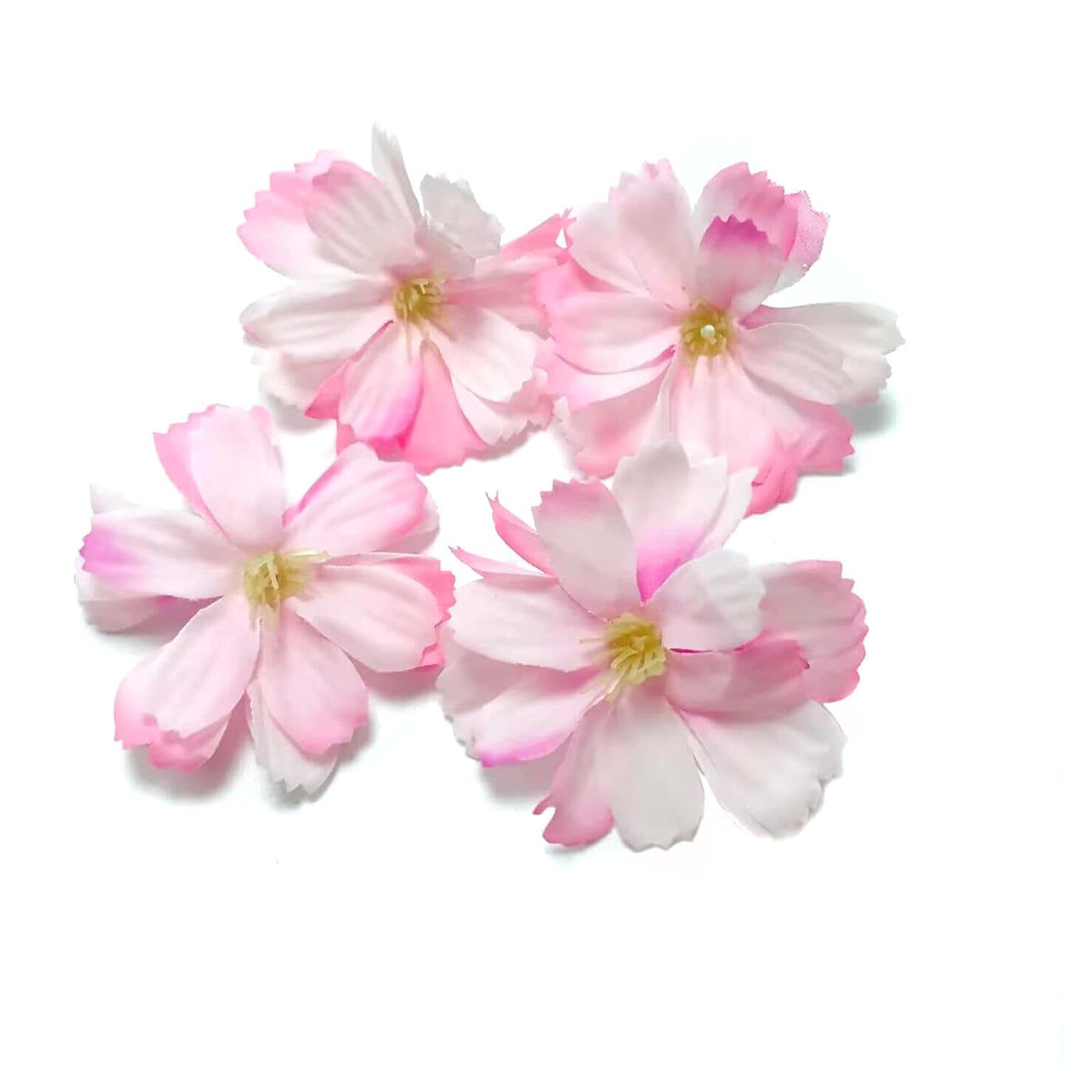 20Pcs Artificial Cherry Blossom Flowers Heads Pink Fake Faux Small Flowers Bulk Crafts Faux Flowers Heads For Diy Bridal Hair Clips Headbands Dress Accessories Wedding Party Decorative