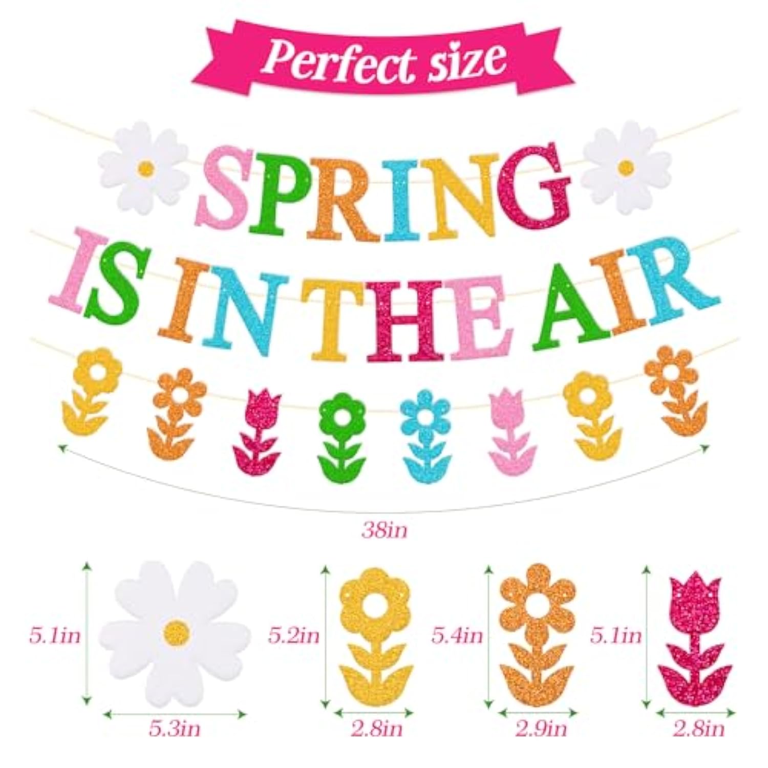 Spring Is In The Air Banner Hello Spring Party Decorations Tulips Flowers Garland Welcome Spring Happy Easter Festival Colorful Glitter Party Supplies