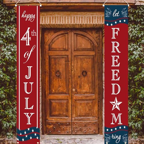 4th of July Decorations Independence Day Patriotic Decor Pre-assembled Hanging Banners Memorial Day Flag Labor Veterans Armed Forces Military Homecoming