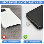 Phone Lanyard Patch Pad, 6Pcs Universal Tether Tab Phone Strap Connector With Metal Ring For Cellphones Safety Drop Protection (Transparent)