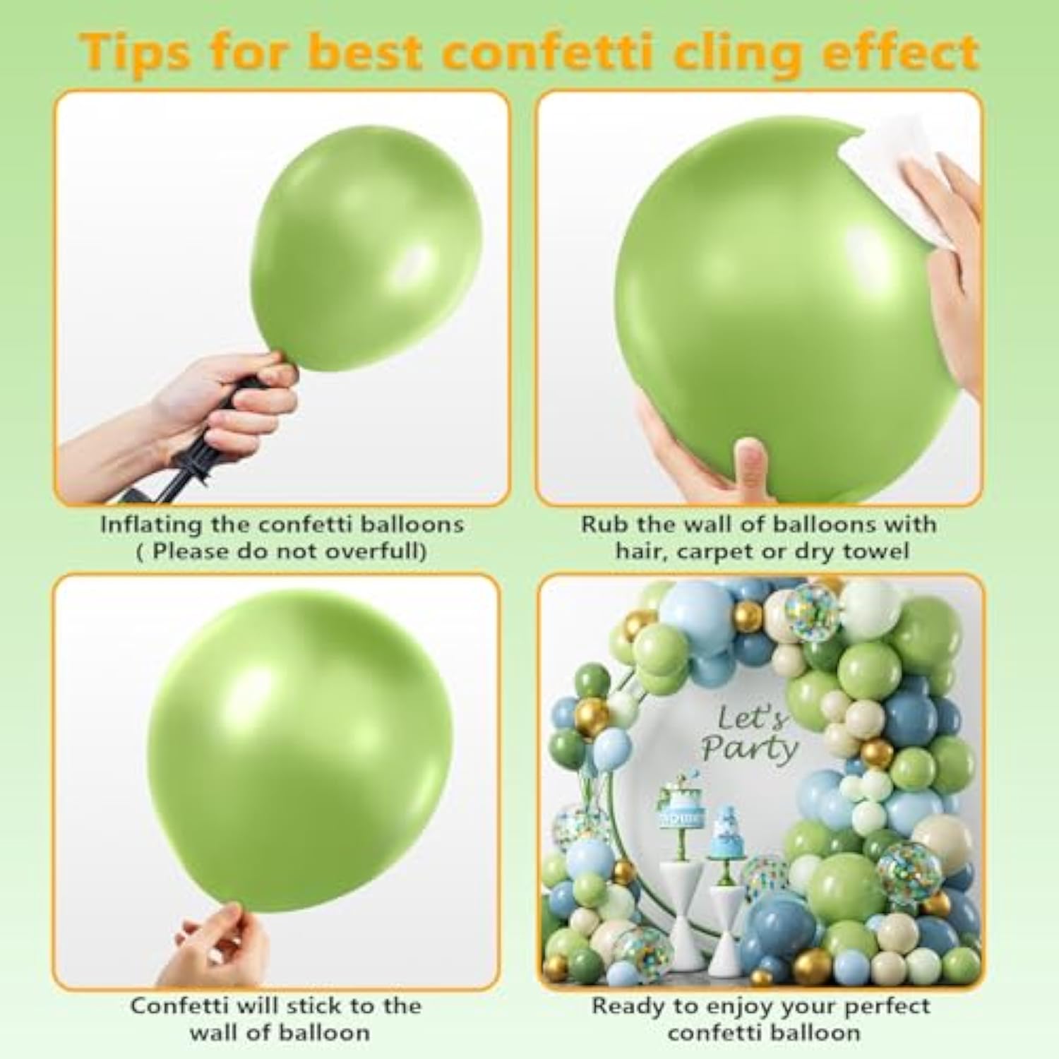 Dusty Blue And Green Balloons Garland Arch Kit,109Pcs 18 12 5 Inch Green And Blue Confetti Latex Balloons For Baby Shower, Graduation, Wedding, Bridal Shower, Birthday Party Decorations