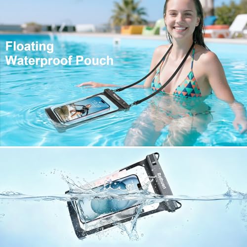Large Waterproof Phone Pouch, 2Pack Floating Waterproof Bag for iPhone 17 16 15 Pro Max Galaxy S26 S25 S24 Ultra All Phones, Cell Phone Dry Bag for