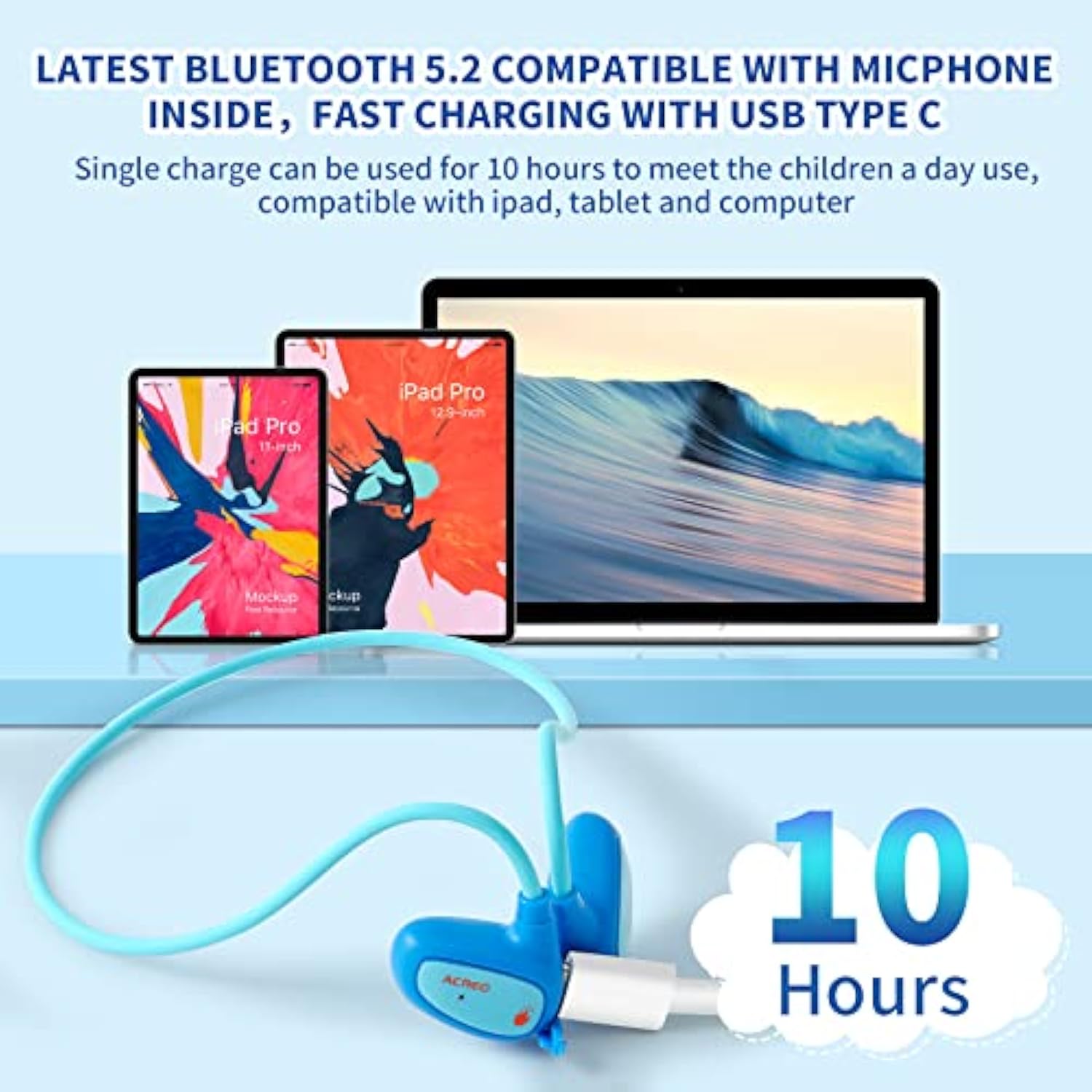 Kids Headphones, Open Ear Bluetooth Headphones With Mic, Openbuds Kids, Ultra-