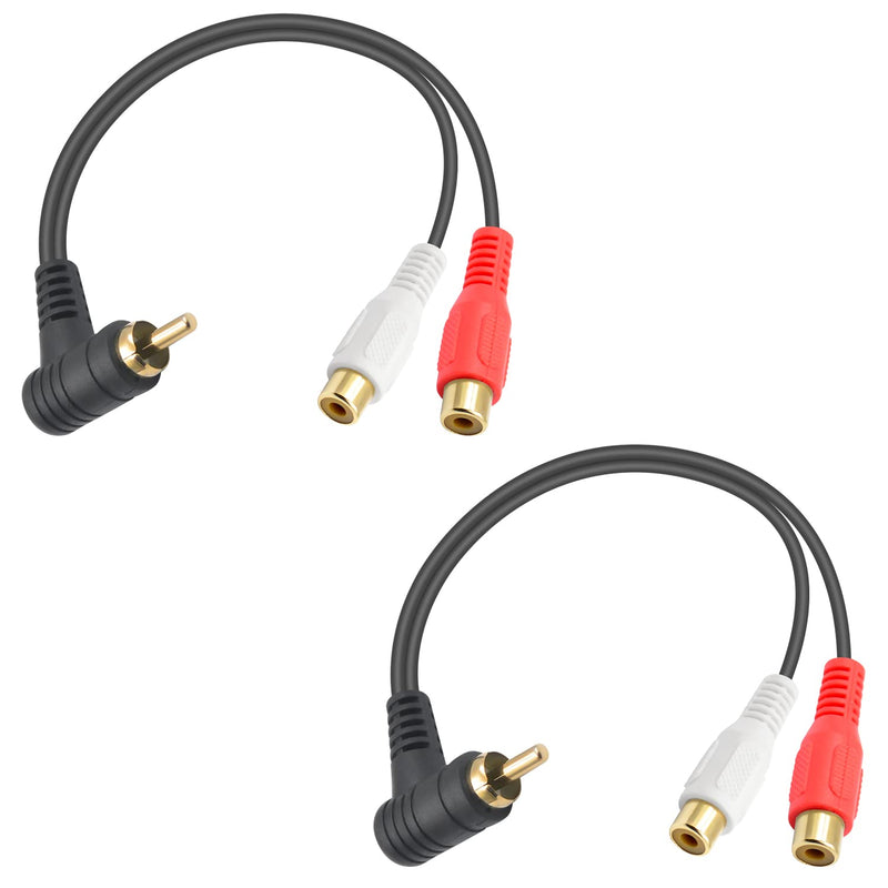 90 Degree Rca Y Splitter Cable 8In/20Cm, Right Angled Rca Splitter 1 Male To 2