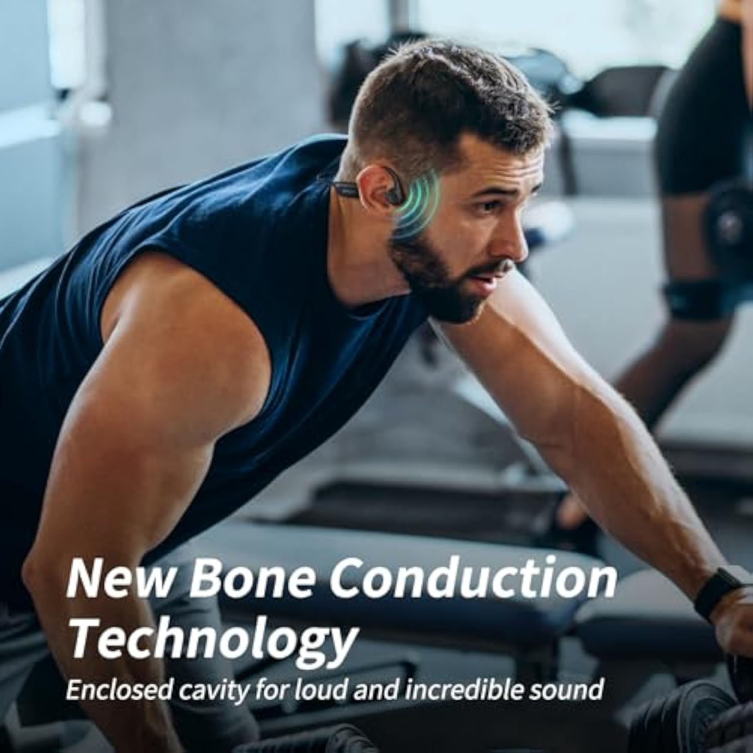 Bone Conduction Bluetooth 5.3 Headphones, IPX6 Waterproof, 8H Playtime for Sports