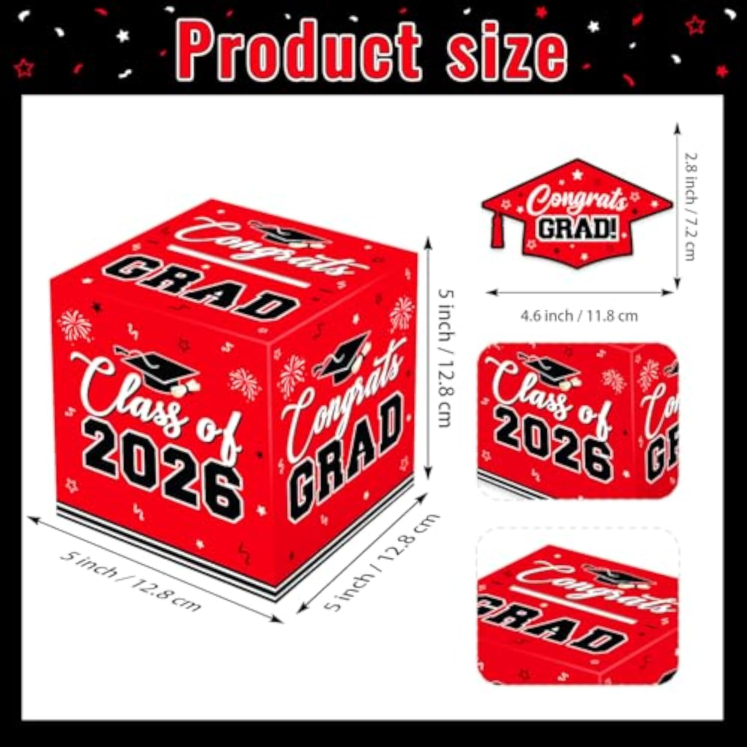 2026 Graduation Money Box Red, Class Of 2026 Cash Gift Box, Graduation Party Money Holder Box, Congrats Grad Decorations For High School & College