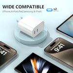 USB C Charger Block,3-Pack Dual Port USB C Fast Charging Block?Type C Wall Charger Plug for iPhone 16/15/14/13/12/11/ Pro Max/Plus/Xs Max/XR/X,iPad Pro (20W)